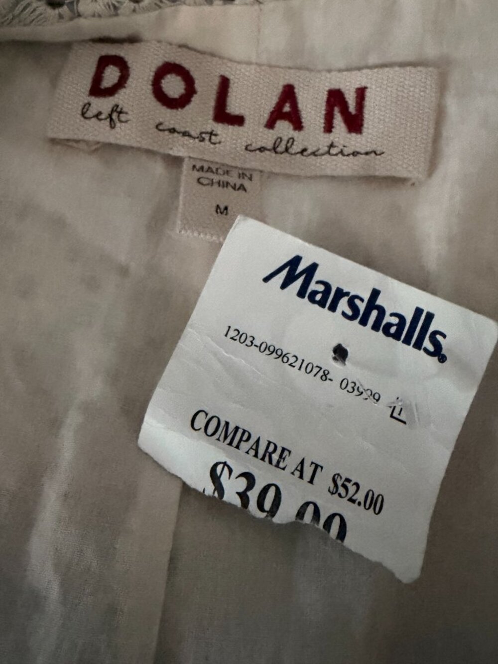 DOLAN Women's Jacket White Blue Size Medium - Picture 3 of 4